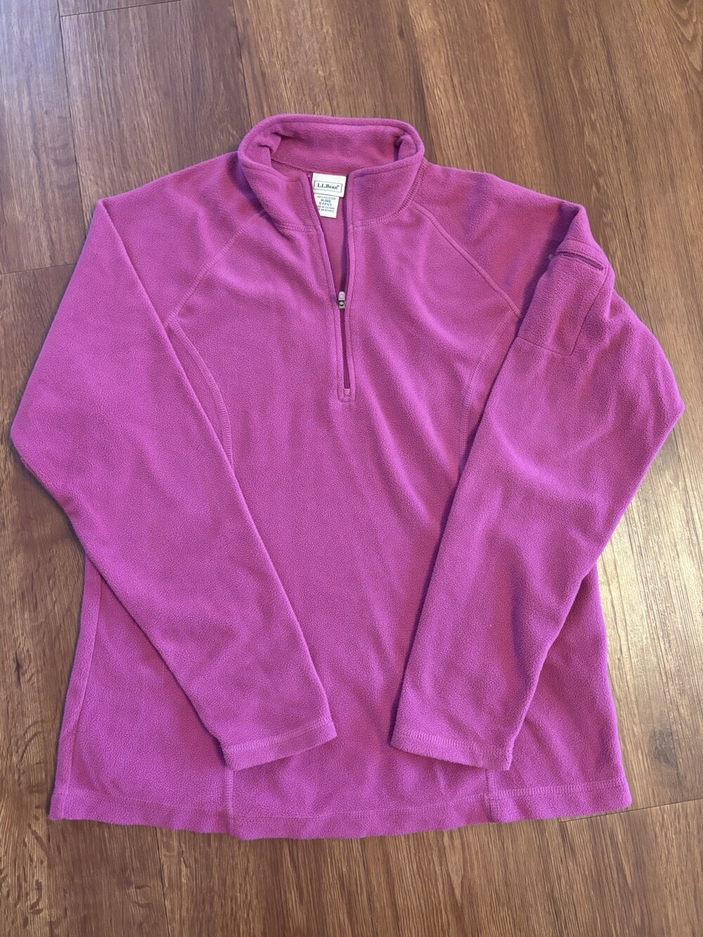 L.L. BEAN Pink Fleece Pullover 1/4-zip Logo Lightweight Womens Medium